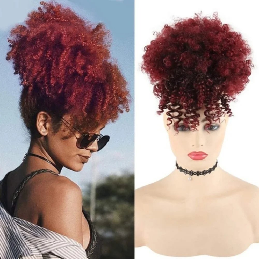 Blooming Hair Drawstring Ponytail With Bang
